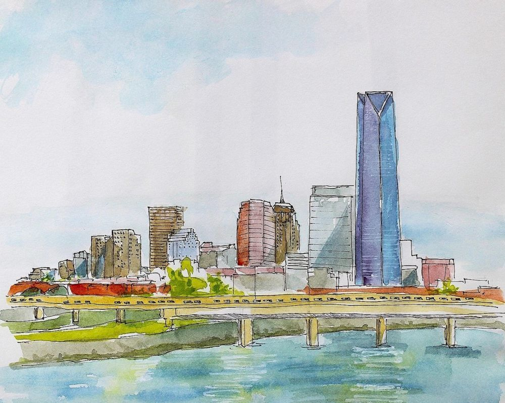 Oklahoma City Skyline With River Art | Street Smarts Gallery
