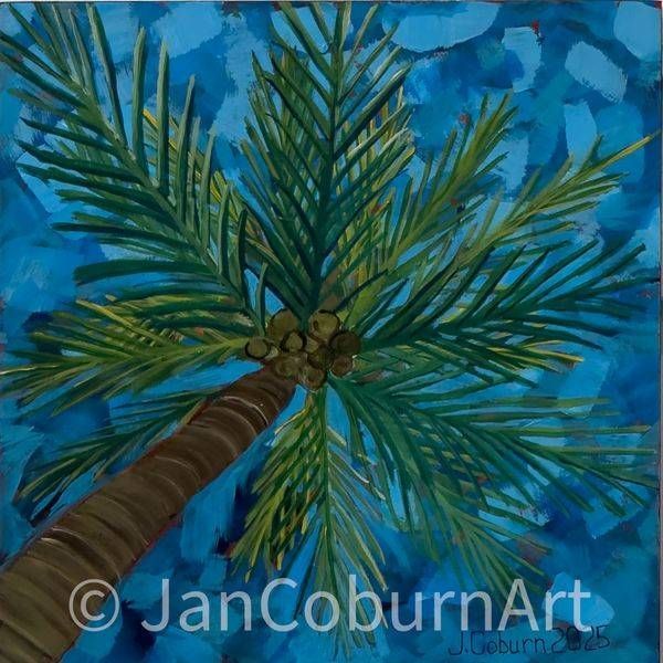 One Palm, Three Stories   Blue Print Art | Jan Coburn Art