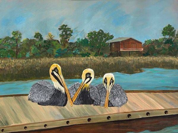 Gossiping Pelicans Print