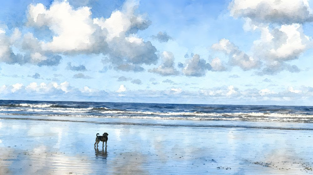 Dog On Beach Art | Jo Conti