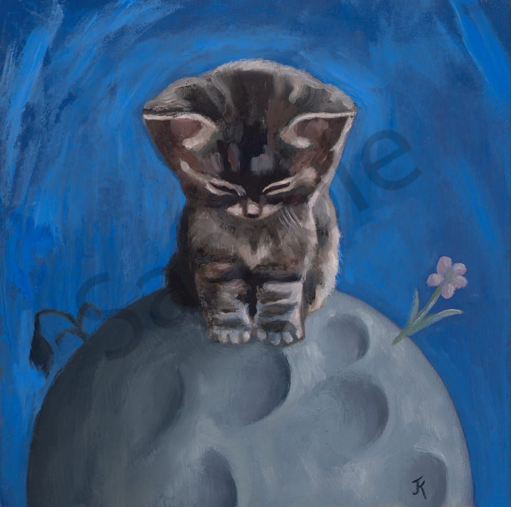art of kitten on moon