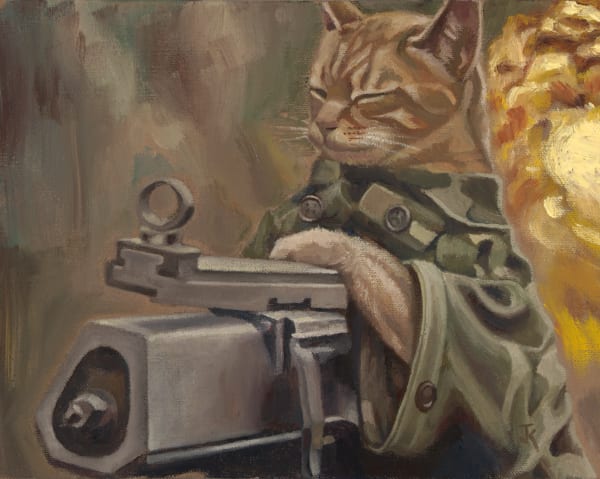 art of cat with machine gun