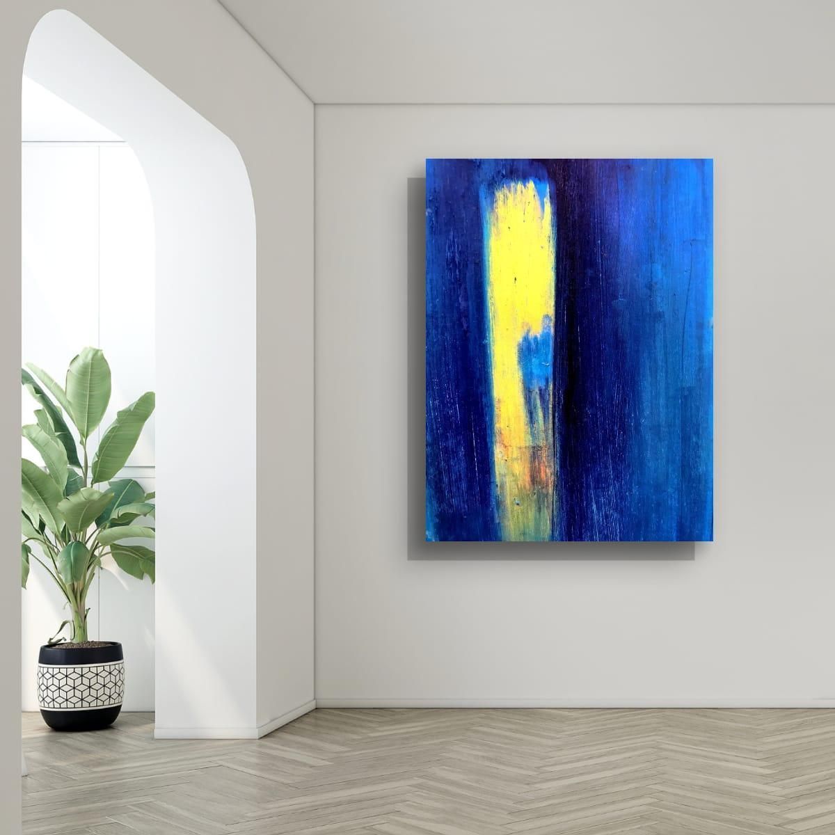 Golden Opportunity print shown in a narrow arched hallway