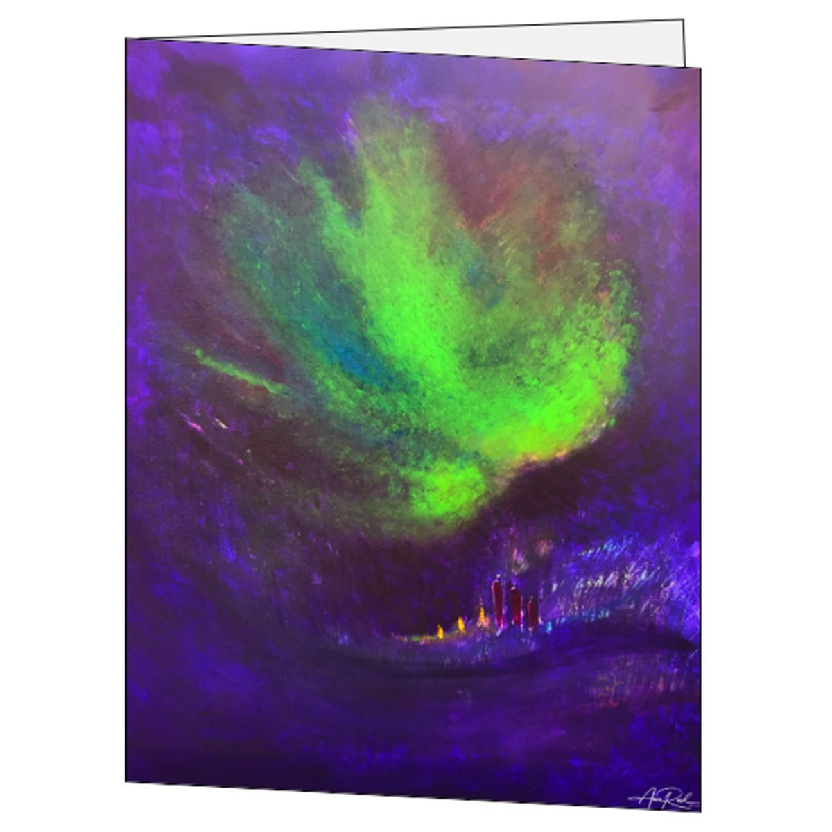 Zebulun green abstract art card by Anne Reid Artist