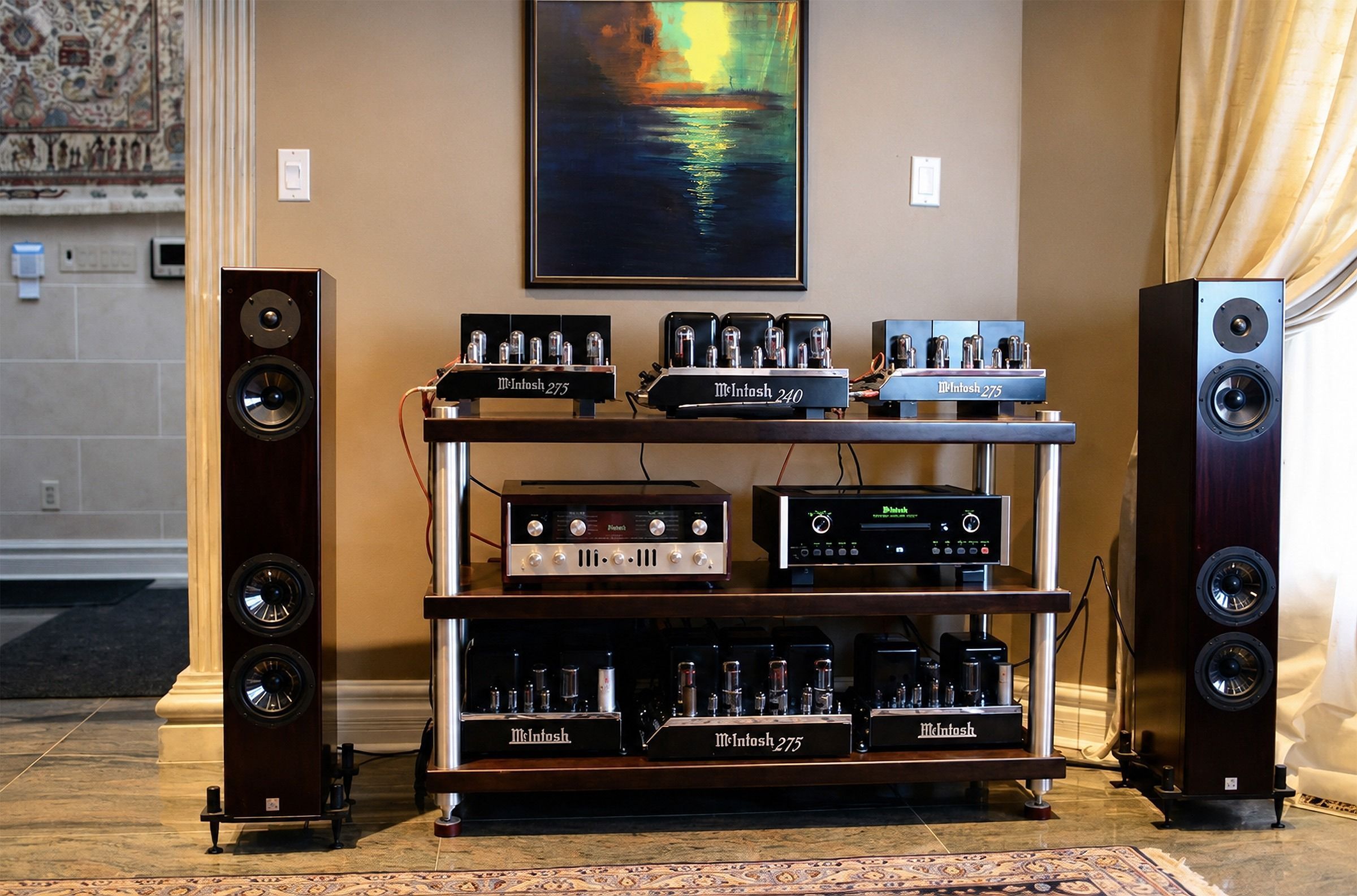 The Breaker, metal print by Anne Reid Artist shown above audio equipment in a listening room setting