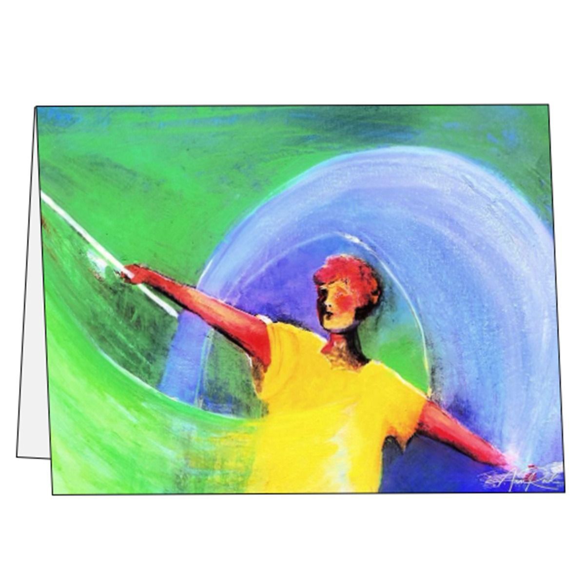 Surrounded 1 green abstract art card by Anne Reid Artist