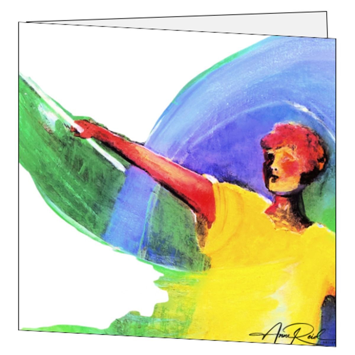 Surrounded 3 green abstract art card by Anne Reid Artist