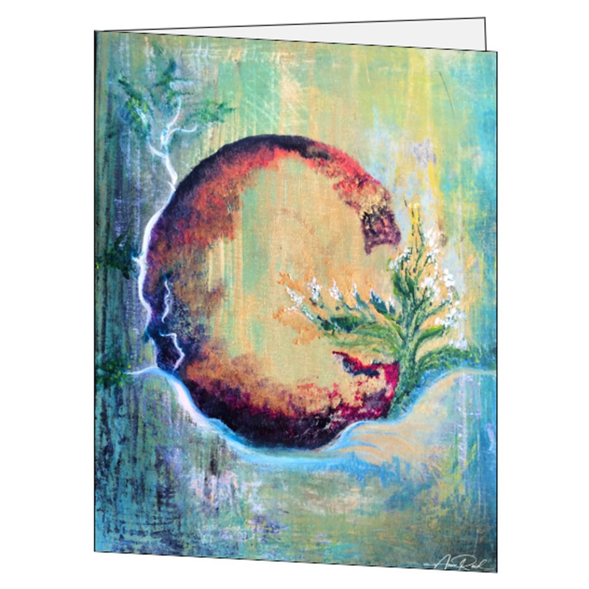 Sealed Garden green abstract art card by Anne Reid Artist
