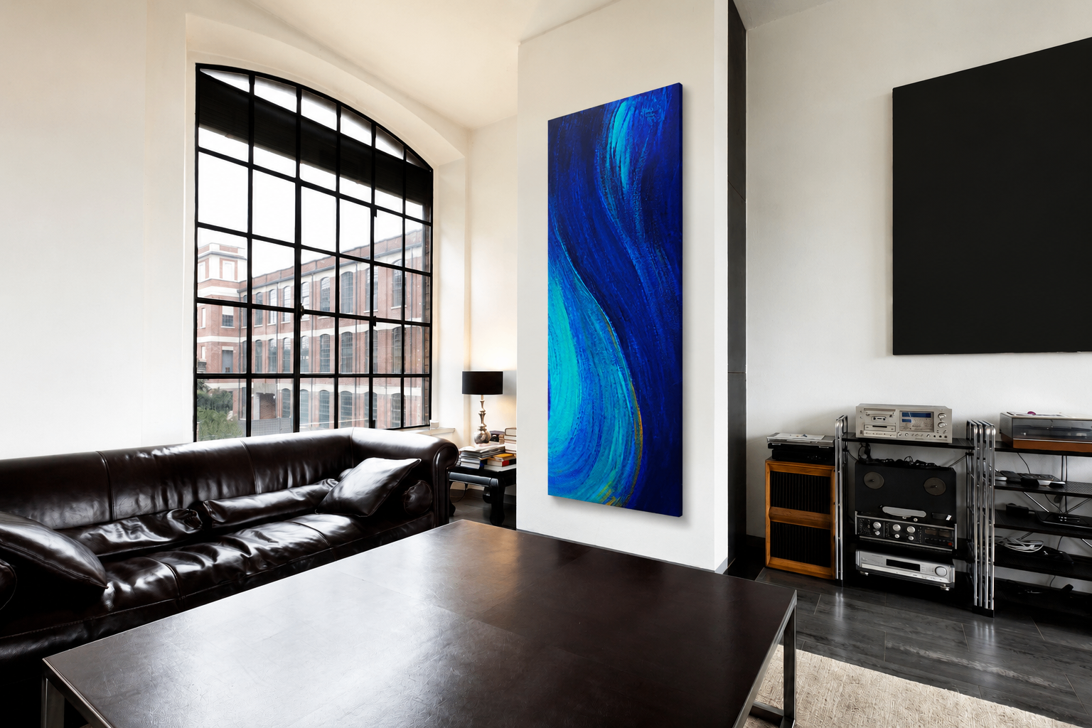 Mercy 2, metal print by Anne Reid Artist shown on a wall in a listening room setting