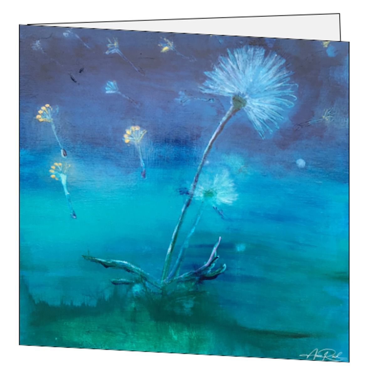 Light and Momentary green abstract art card by Anne Reid Artist