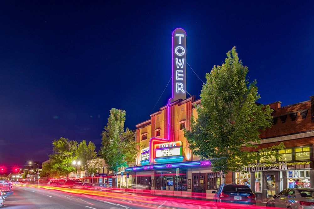 Tower Theatre In Bend On A Crisp, Clear Night Photography Art | kramkranphoto