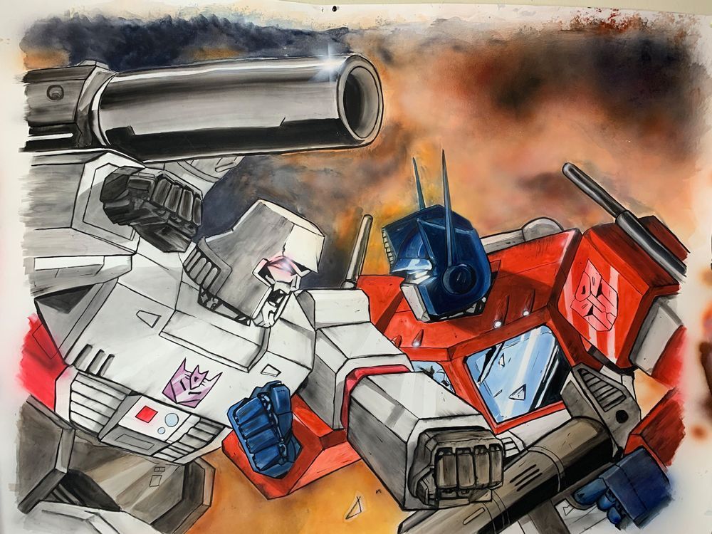 Megatron Vs Optimus Prime #1 Art | Scott Hattox Artwork