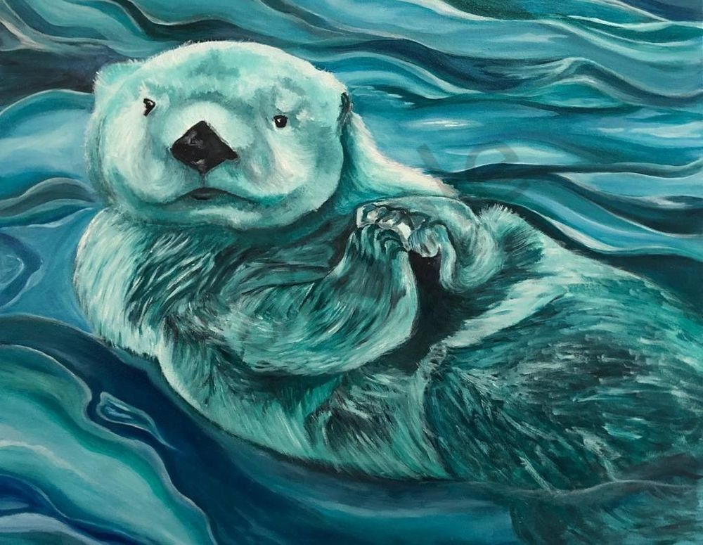 Ocean Palms Sea Otter Art | Althia Prinsloo Art