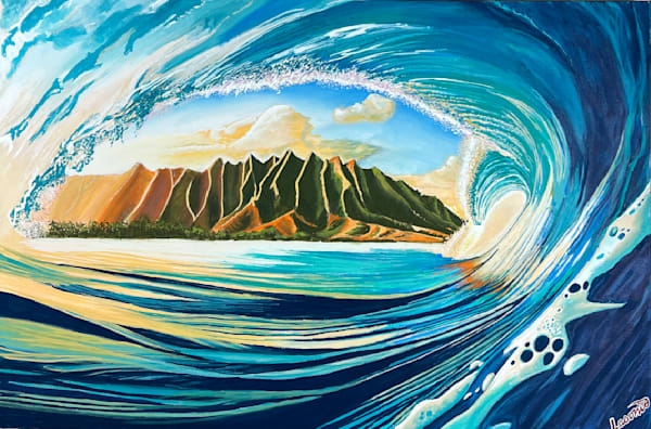 Surfer Girl, 20 x 30,  Acrylic Paint Pens On Stretched Canvas, Done By John Lasonio