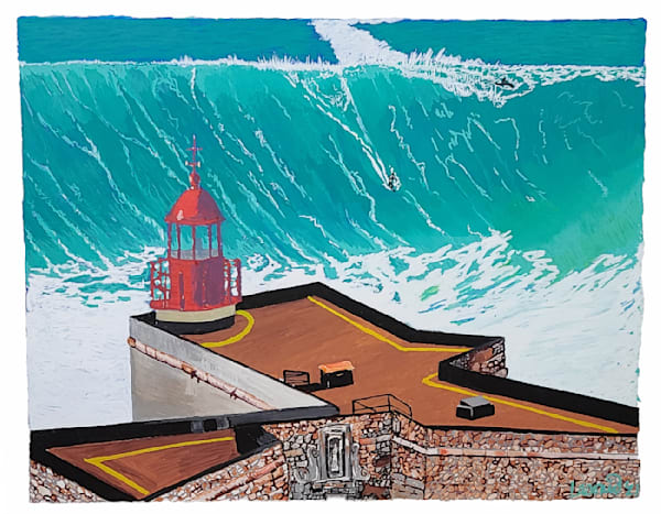 Surf Art Painting Of Big Mama Nazare, Done By Posca Paint Pen Artist John Lasonio. 
