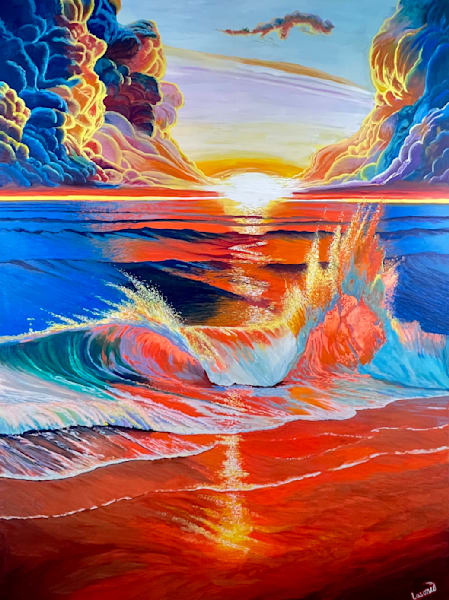 We Ride At Dawn - Sunrise Ocean Wave Painting | Coastal Wall Art for Beach House Décor & Surf Loveré