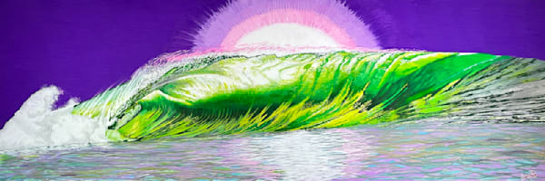 Neon Green Wave Wall Art - Luminous Modern Surf Painting