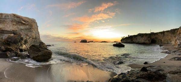 Panoramic Beach Sunset Art Print | Coastal Seascape Wall Decor