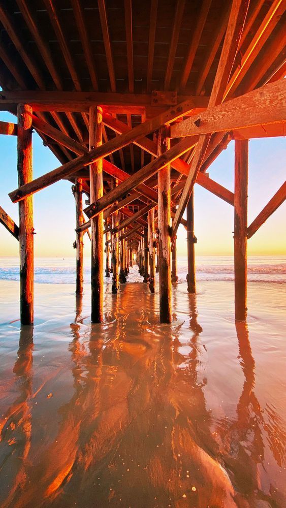 The Mermaid of Refugio Pier Art Print | Golden Sunset Beach Decor