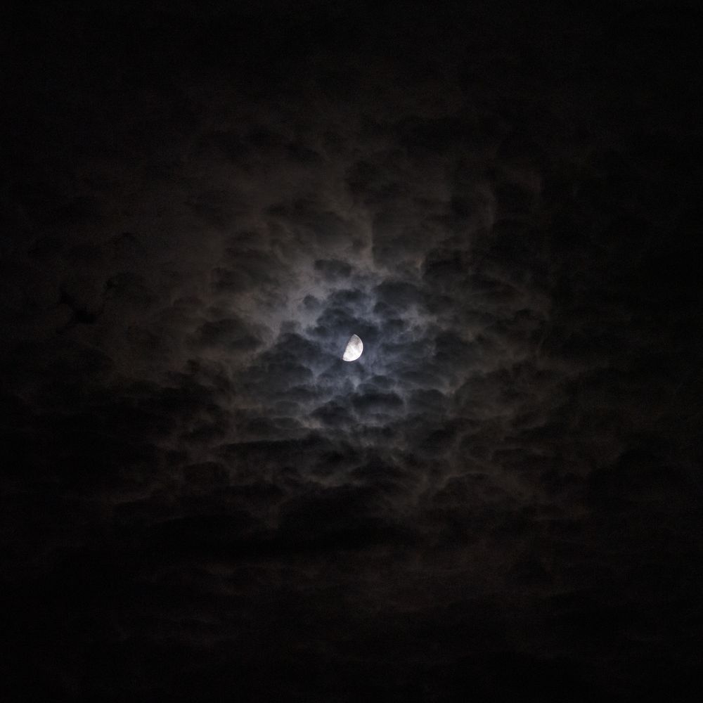 Half Moon in a Cloudy Sky - II