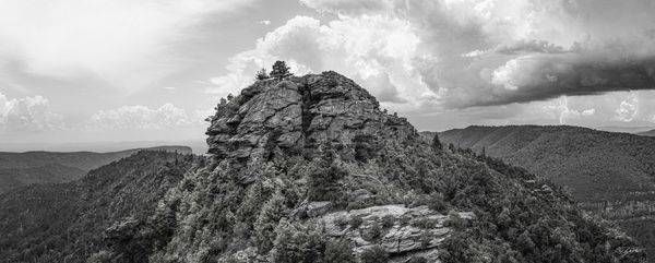 A Rock Face Mountains Faces The Storm B&W Print