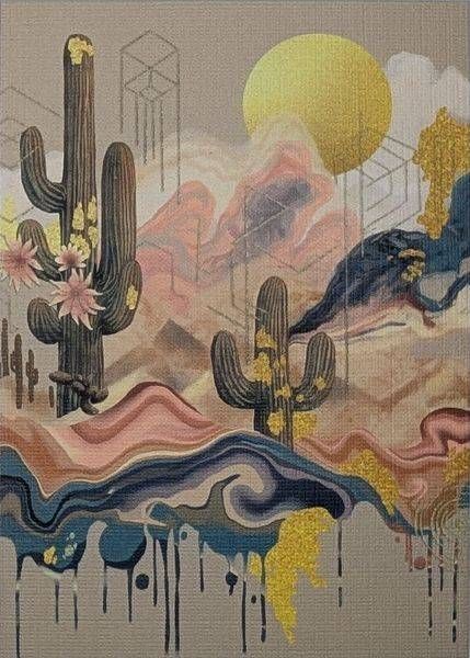 Arid Gold Illusion: Limited Edition Aceo Mini Art Print Art | Paintpourium