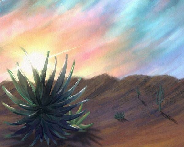 Reaching for the Morning | Desert Sunrise Botanical Wall Art | Southwest Print