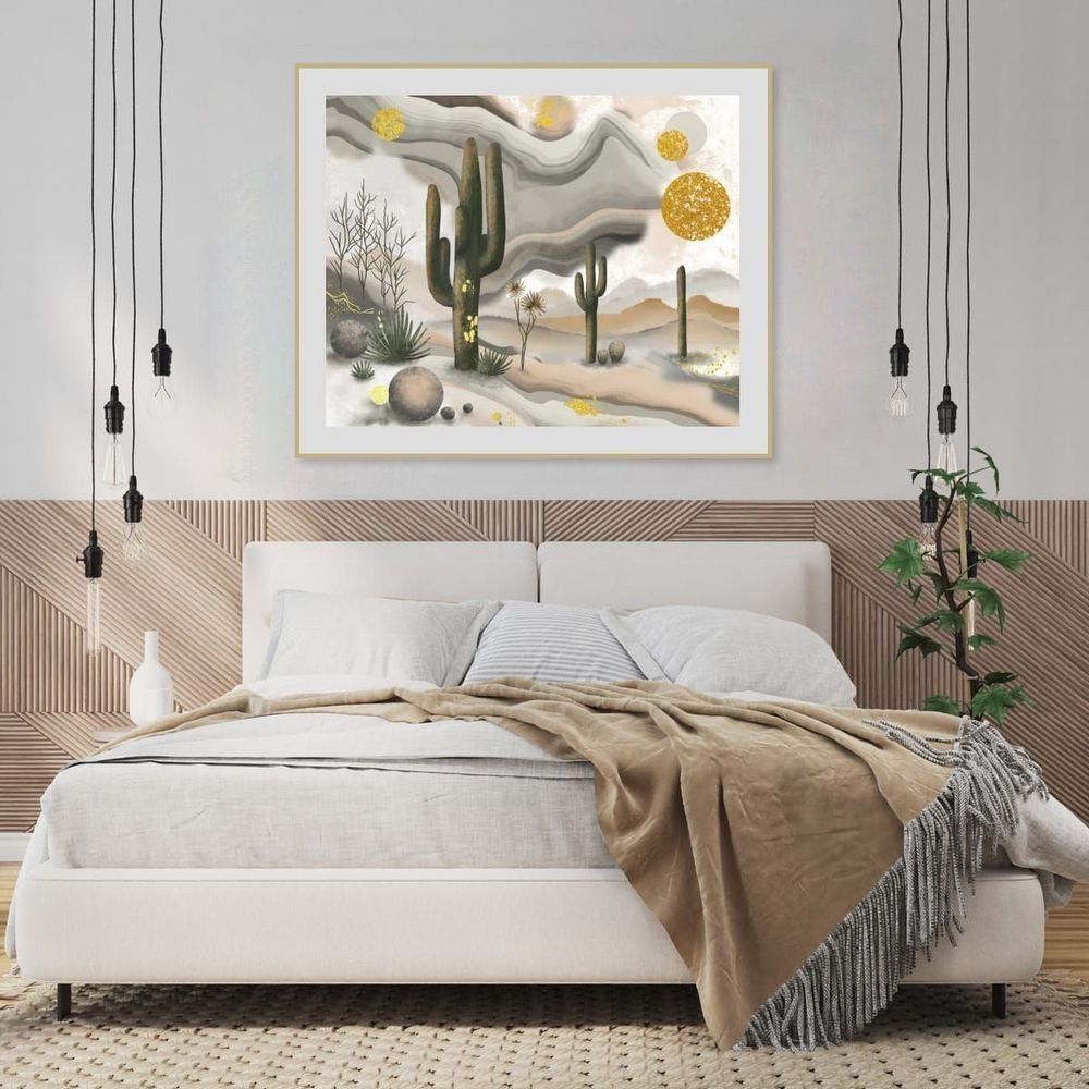 Mesa Melt depicted above a bed in a bedroom.