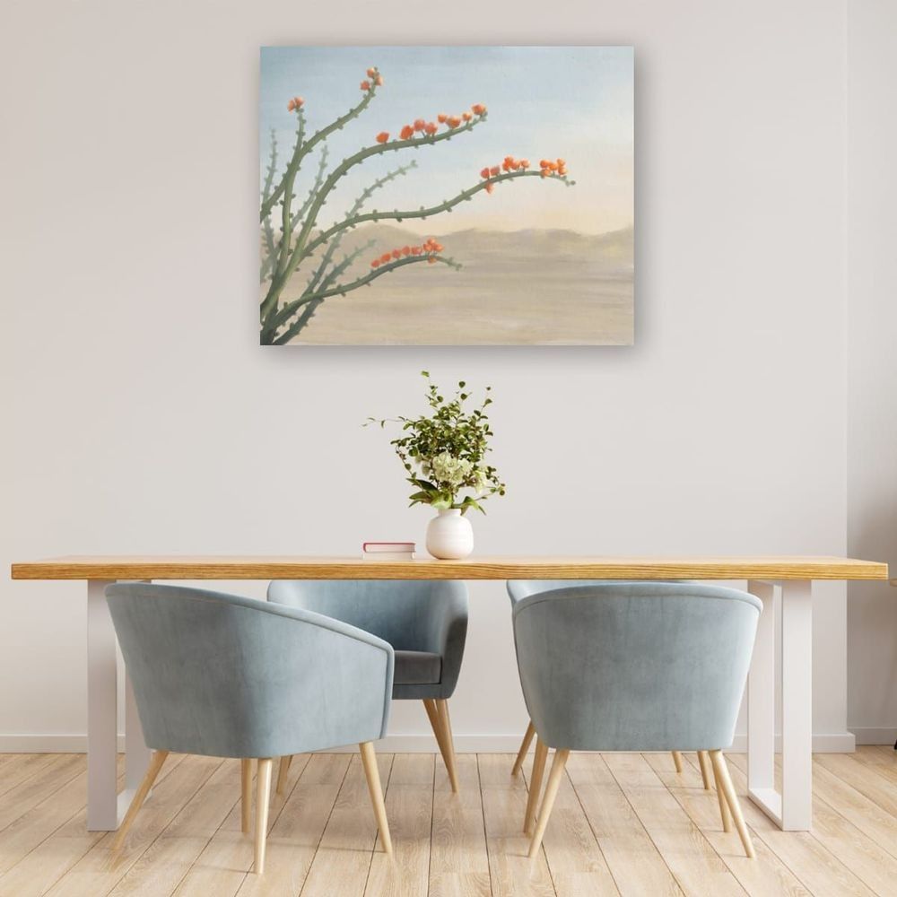 Thin Music displayed on the wall of a dining room.