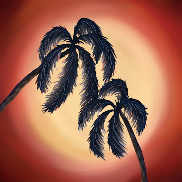 Tropical Silhouettes - Vibrant Sunset Palm Tree Artwork