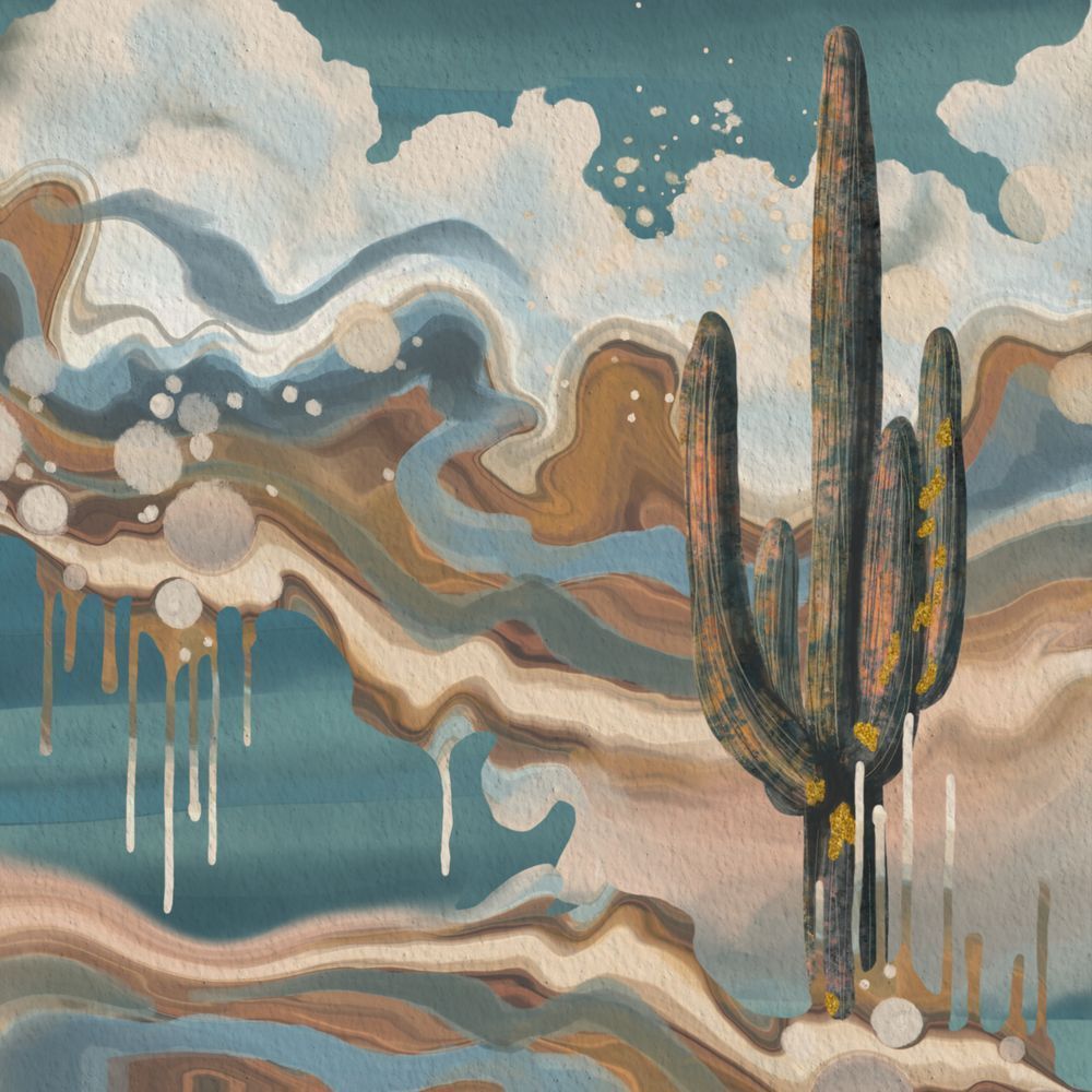 Echoed in Cloudlight - Vibrant Abstract Desert Landscape