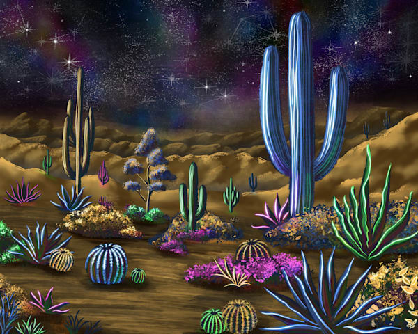 Cosmic Cactus Nightscape