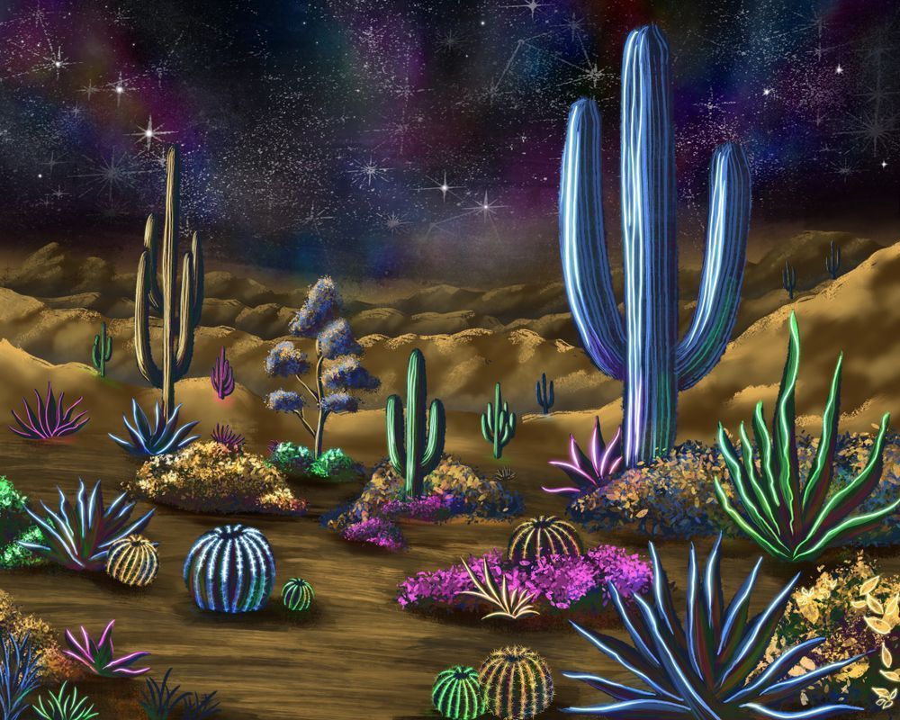 Cosmic Cactus Nightscape