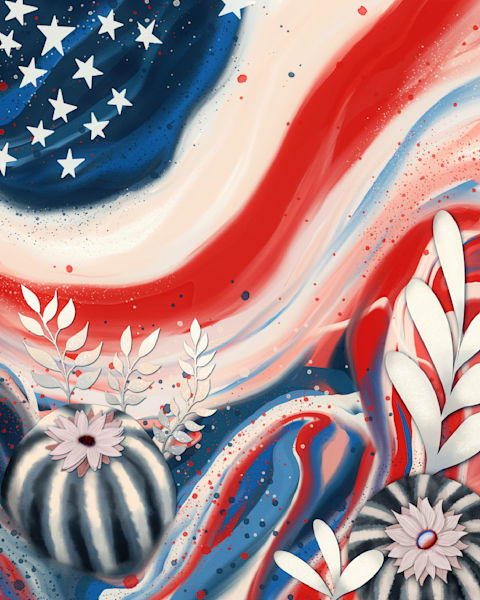 Liberty in Bloom | Patriotic Floral Art by Paintpourium