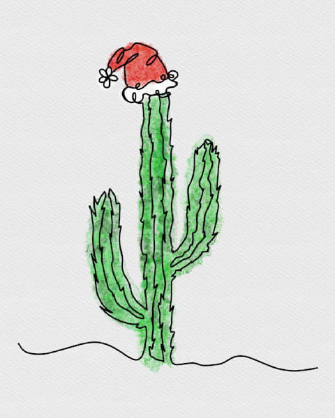 Santa's Secret Oasis: Cactus Cheer - Festive Desert Digital Art