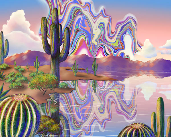 Reflections of a Psychedelic Desert - Unique Cactus Art Prints & Gifts