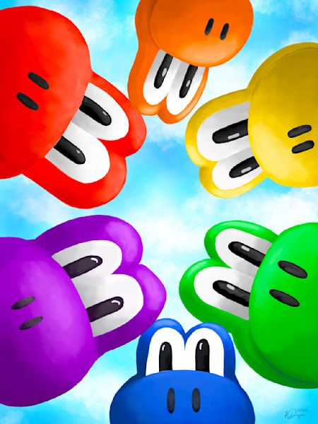 Rainbow Yo: A Colorful Digital Still Life Inspired by Yoshi Plushies