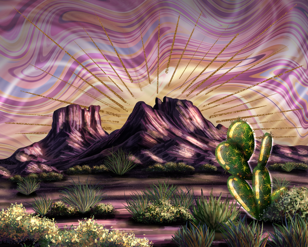 Sunspun Horizon Fine Art Print, Contemporary Desert Landscape Wall Art