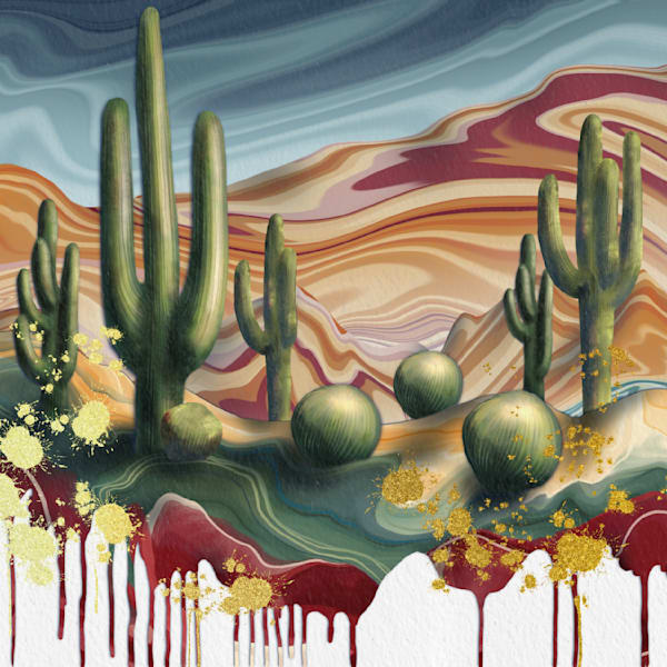 Sun-Soaked Horizon - Vibrant Abstract Desert Landscape