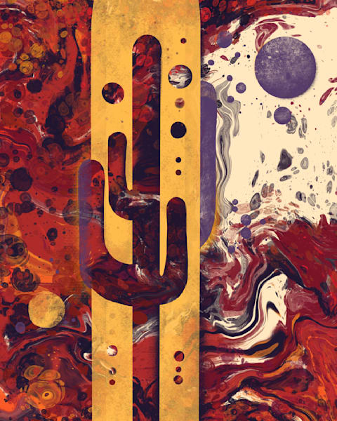 Saguaro Reigns - Abstract Desert Majesty Artwork