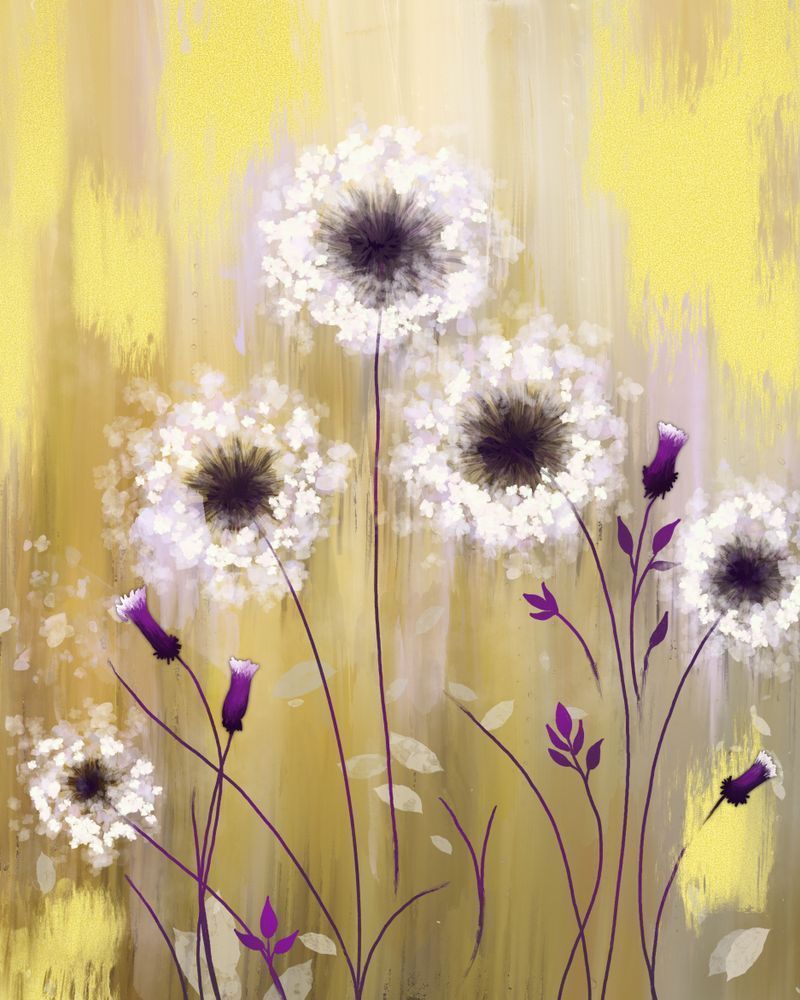 Whispers of Spring: Digital Painting of Dandelions in Bloom