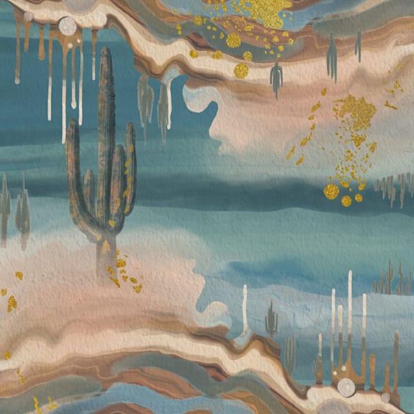 Whispers in the Wind - Vibrant Watercolor Desert Landscape