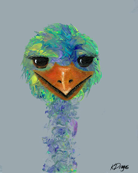 Cute Bird - Embellished Acrylic Fluid Art Painting from Paintpourium