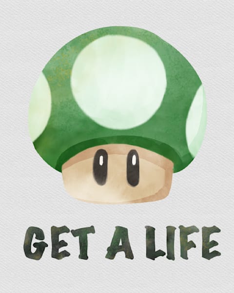 Get a Life - Super Mario Inspired Digital Painting by Paintpourium