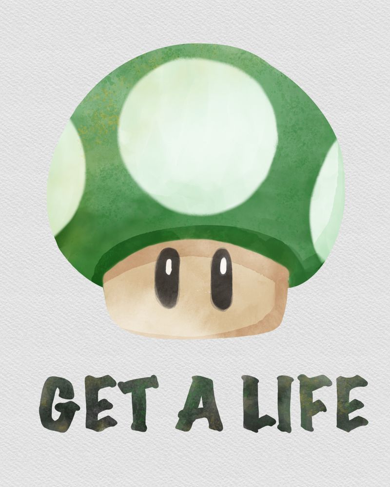 Get a Life - Super Mario Inspired Digital Painting by Paintpourium