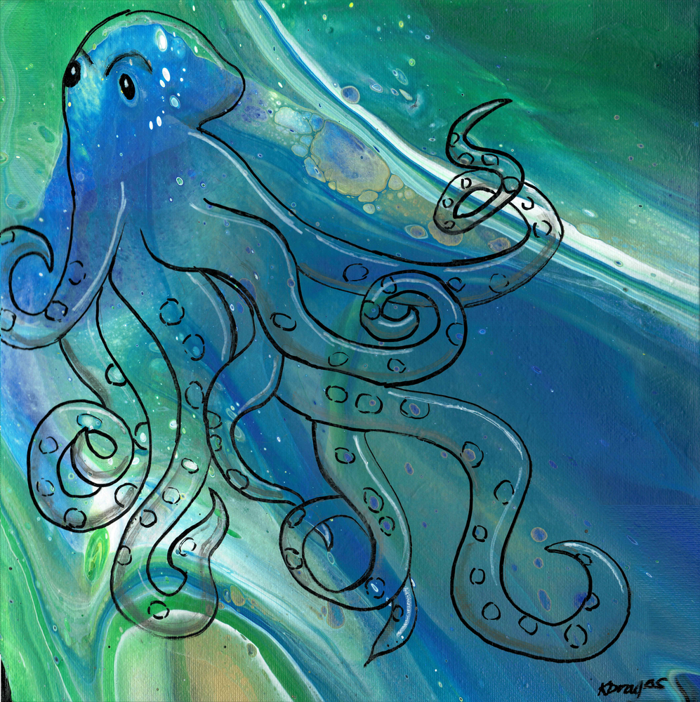 Swimming Away - Dive into a Whimsical Underwater Adventure | Paintpourium