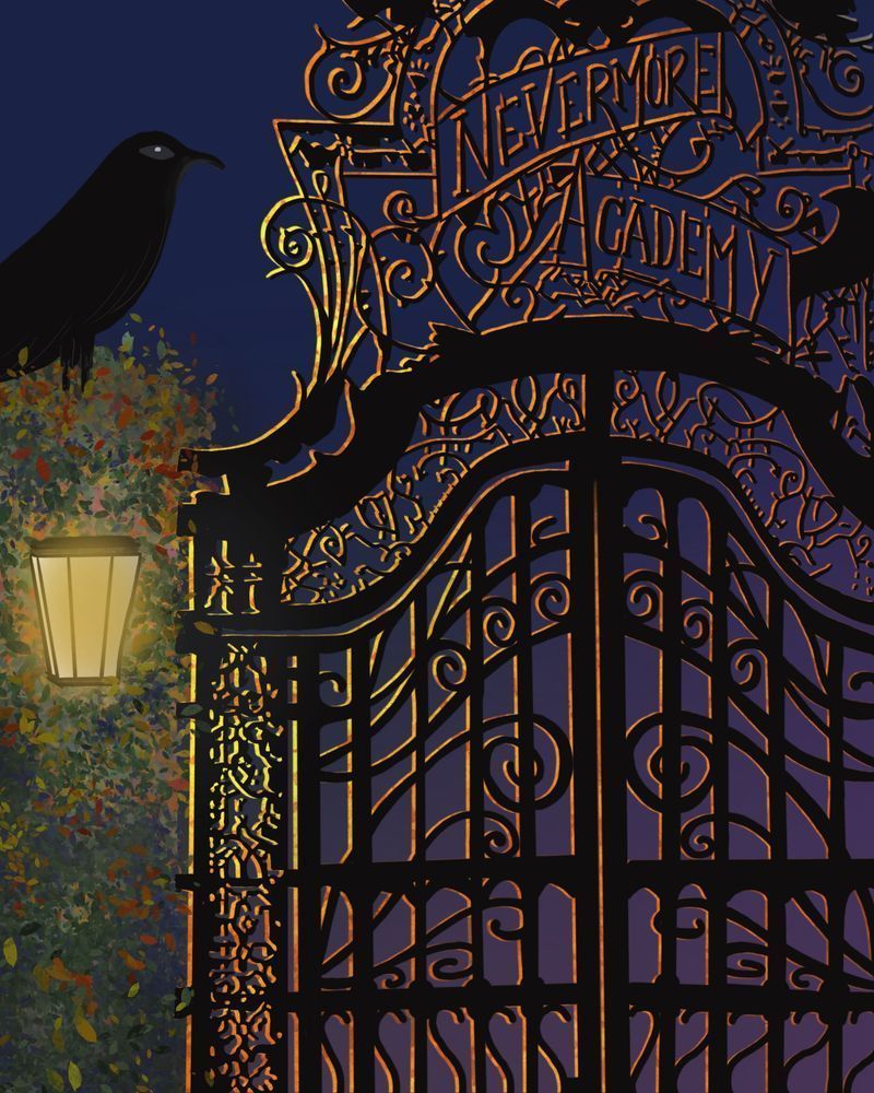 Nevermore Academy: A Haunting Digital Painting Inspired by Wednesday Addams