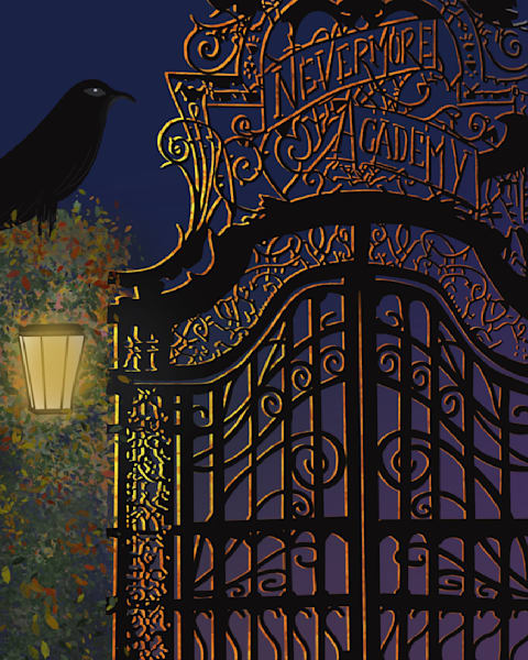 Nevermore Academy: A Haunting Digital Painting Inspired by Wednesday Addams