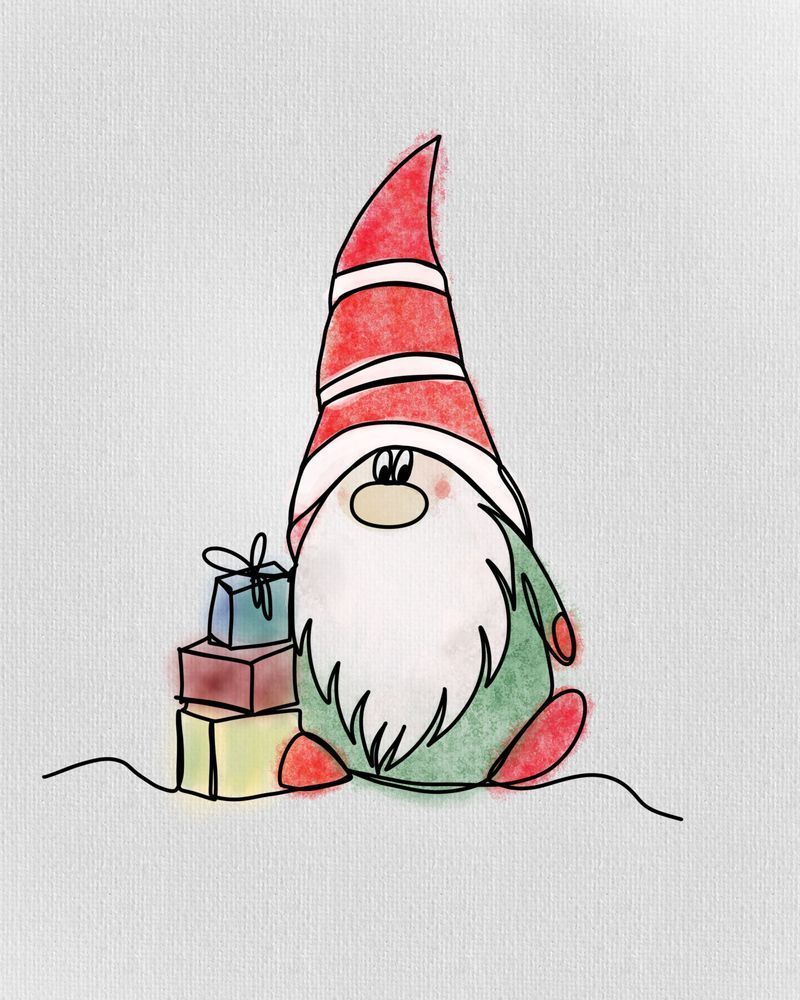 "Gnome for the Holidays" - Festive Gnome Art by Paintpourium
