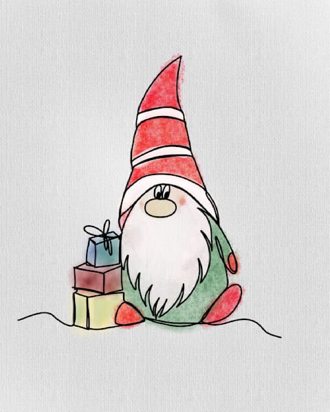 "Gnome for the Holidays" - Festive Gnome Art by Paintpourium